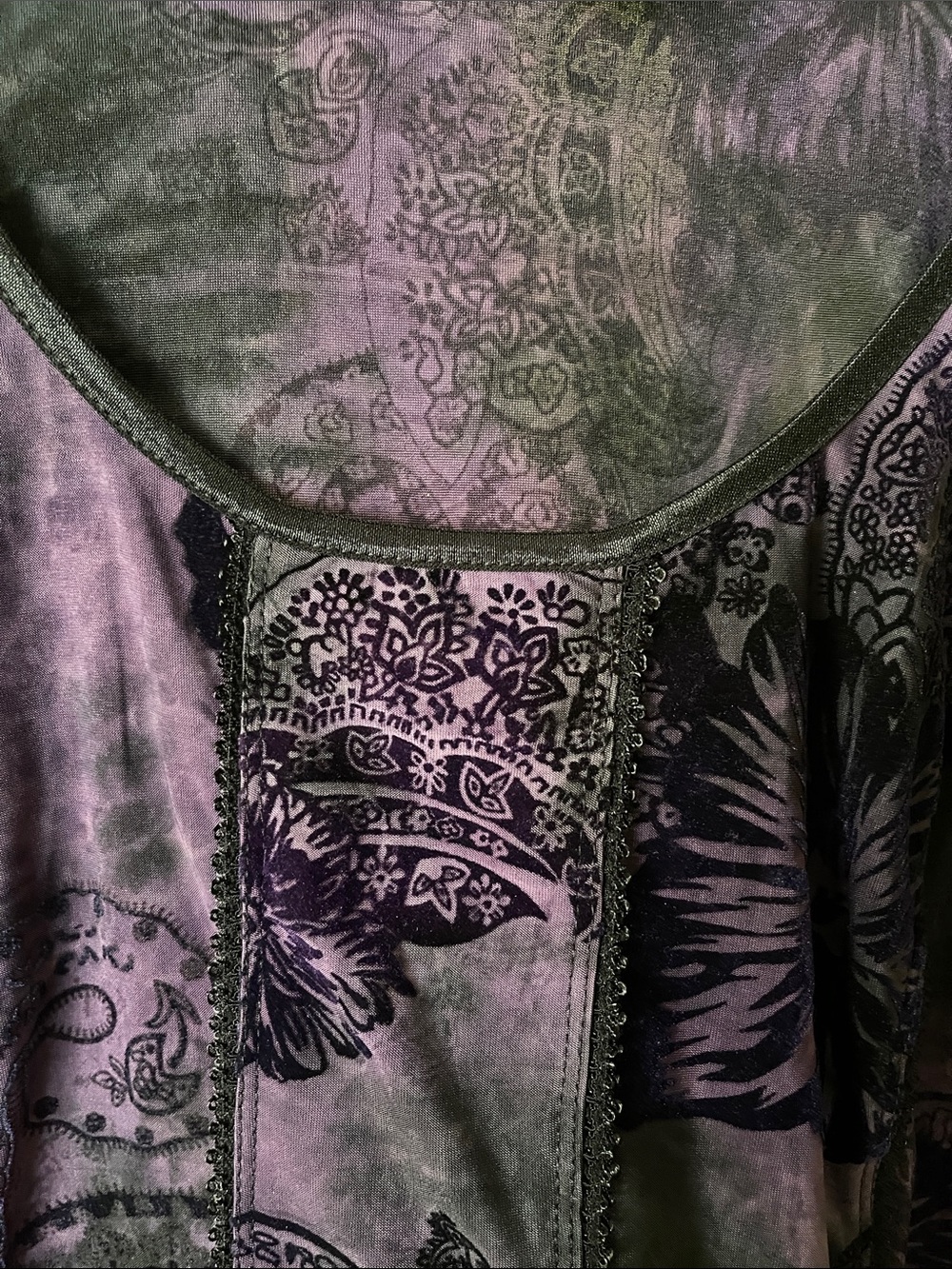 Ami Purple and Black Paisley Scoop-Neck Tunic